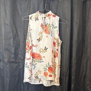 Peppermint White Sleeveless Blouse with Mandarin Collar